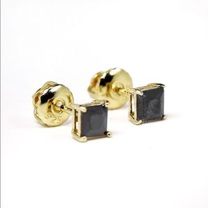 Grant Street Gold Black Diamond Stud Earrings